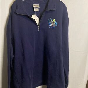Disney Blue Zip Up Sweater with Embroidered Logo nwt